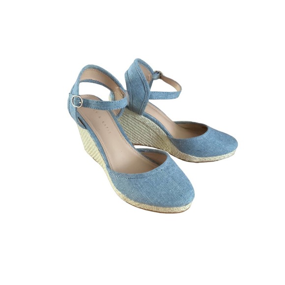 Kelly and Katie Miroven Blue Espadrille Wedge Sandals Size 8.5M - Picture 4 of 9